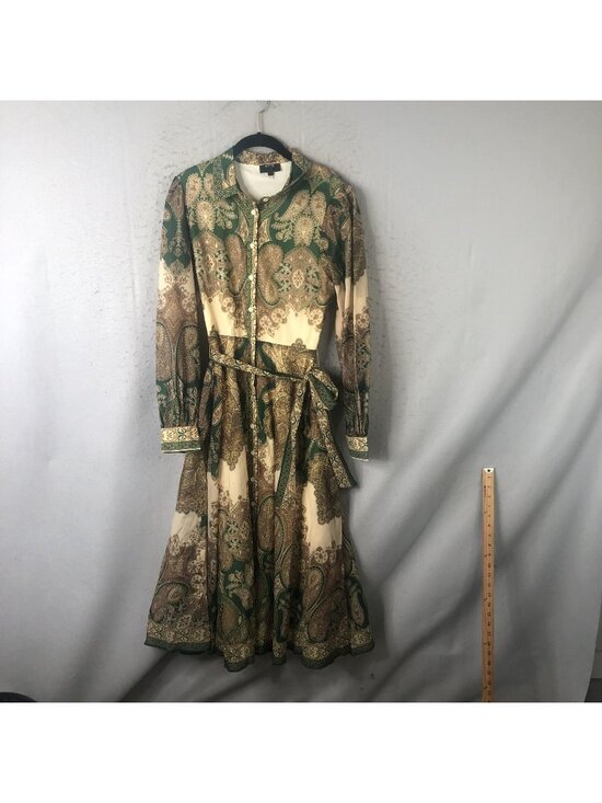 Vici Dresses & Skirts - VICI Dress Womens S Green Paisley Shirt Belted Fit Flare Midi Boho Statement